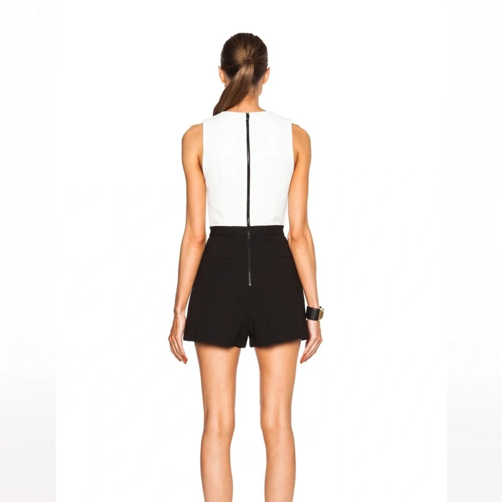 NWT Alice + Olivia White Black Rhode Romper, Size 2